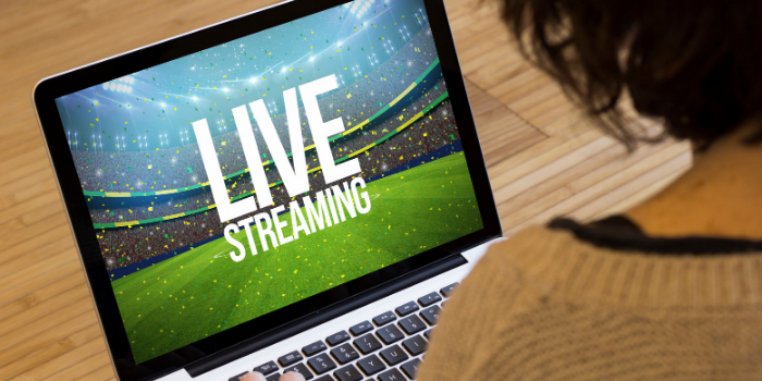 Live Streaming Logo with computer and person