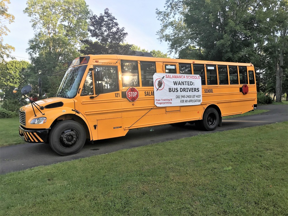 School Bus with Help Wanted Sign